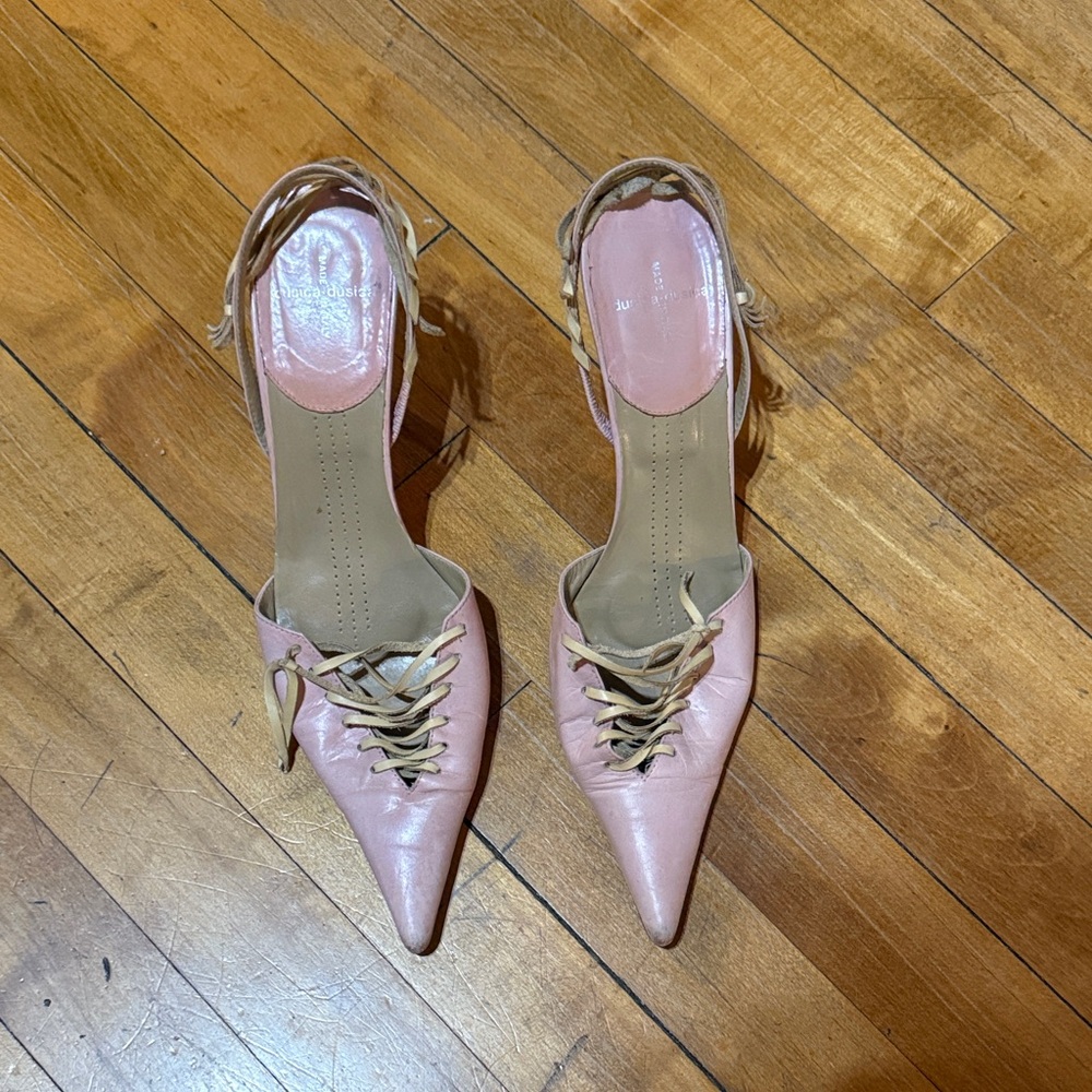 Chic Pink Lace-Up Women's Heels